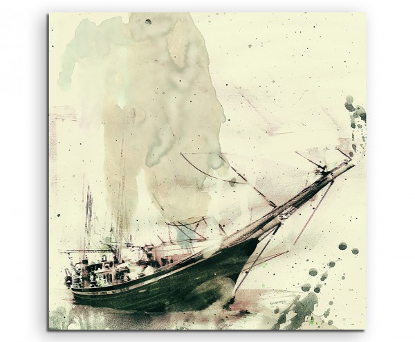 Segelschiff 60x60cm Aquarell Art Leinwandbild