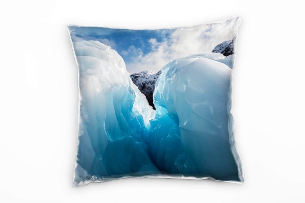 Winter, Eis, Schnee, Berge, türkis, blau, weiß Deko Kissen 40x40cm für Couch Sofa Lounge Zierkissen