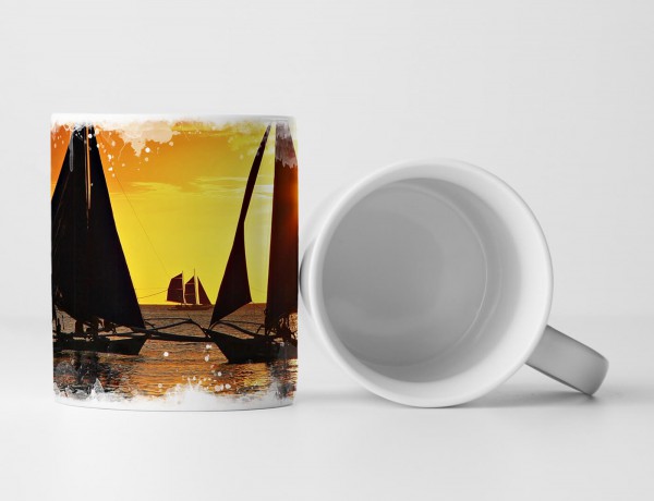 Tasse Geschenk Landschaftsfotografie – Segelboote bei Sonnenaufgang