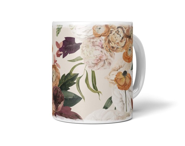 Dekorative Tasse mit schönem Motiv Blumen Blumenstrauß Vintage Pastelltöne Bouquet