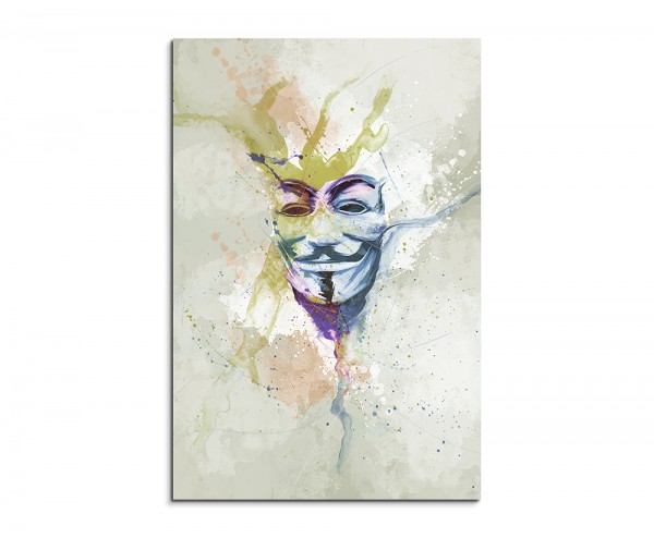 Anonymous Maske 90x60cm Aquarell Art Leinwandbild Old