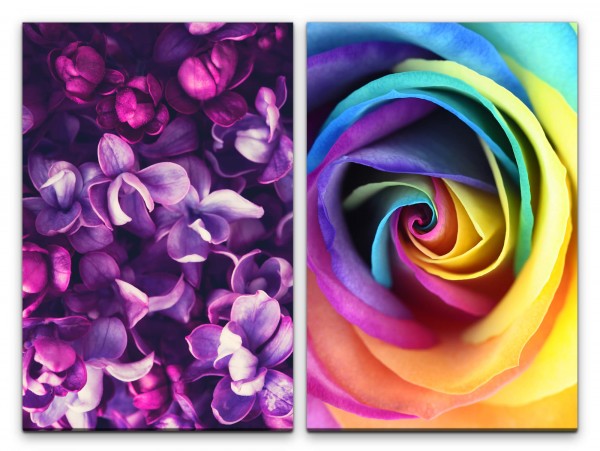 2 Bilder je 60x90cm Blumen Blüten Sommer Bunt Farbenfroh Dekorativ Makrofotografie