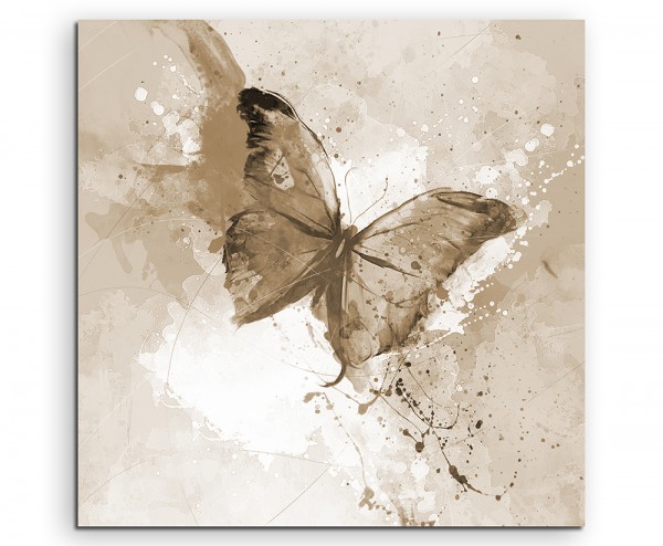Schmetterling 60x60cm Aquarell Art Leinwandbild Sepia