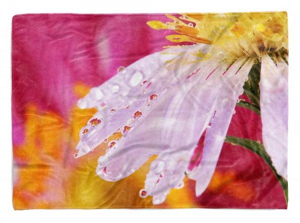 Handtuch Strandhandtuch Saunatuch Kuscheldecke mit Fotomotiv Blume Regentropfen