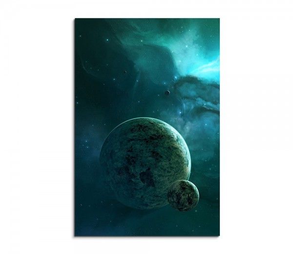 Planets Near The Turquoise Nebula Fantasy Art 90x60cm
