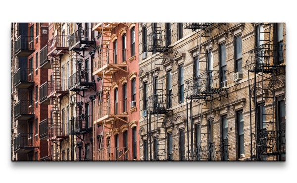 Leinwandbild 120x60cm Brooklyn New York alte Fassaden Urban Altstadt