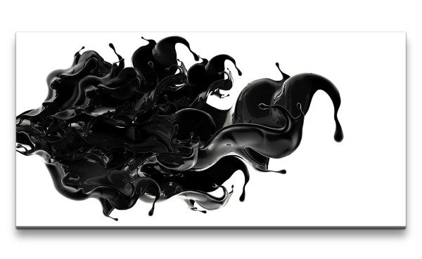 Leinwandbild 120x60cm Schwarze Tinte Farbe Kunstvoll Momentaufnahme