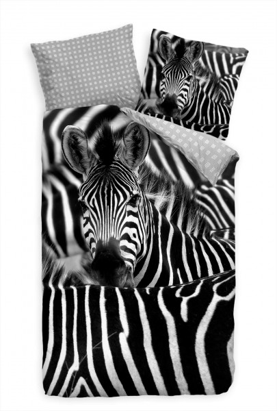 Zebra Herde Schwarzweiss Nahaufnahme Bettwäsche Set 135x200 cm + 80x80cm Atmungsaktiv