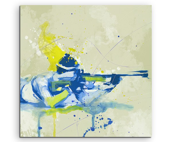 Biathlon IV 60x60cm SPORTBILDER Paul Sinus Art Splash Art Wandbild Aquarell Art