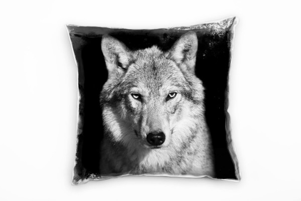 Tiere, Wolf, Portrait, grau Deko Kissen 40x40cm für Couch Sofa Lounge Zierkissen
