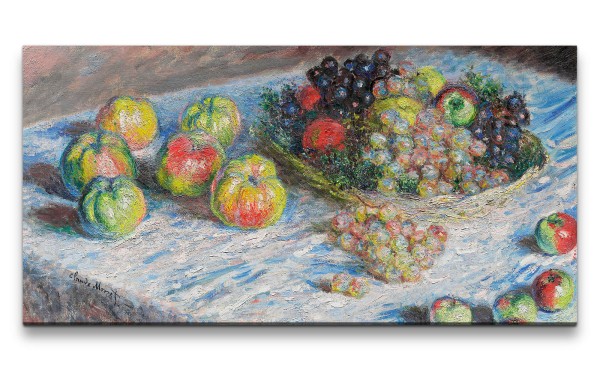 Remaster 120x60cm Claude Monet Impressionismus weltberühmtes Wandbild Stillleben Früchte Äpfel Zeitl
