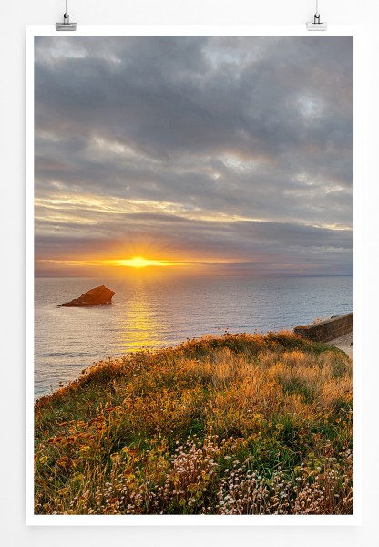 90x60cm Poster Alter Leuchtturm bei Portreath in Cornwall UK