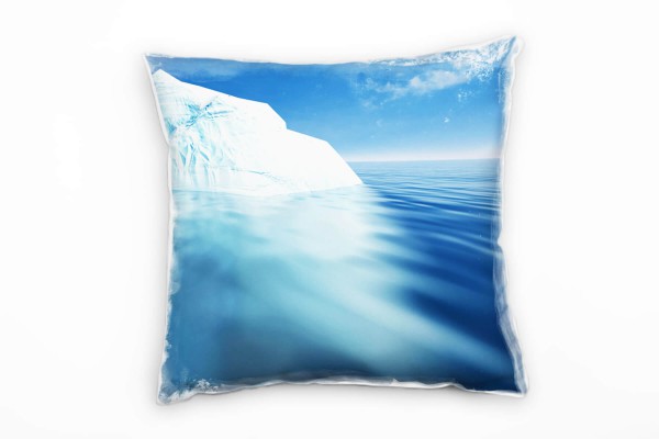 Meer, blau, weiß, schwimmender Eisberg Deko Kissen 40x40cm für Couch Sofa Lounge Zierkissen
