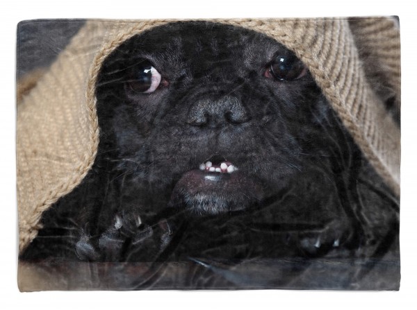 Handtuch Strandhandtuch Saunatuch Kuscheldecke mit Tiermotiv süßer kleiner Hund