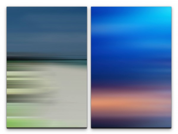2 Bilder je 60x90cm Pastelltöne Horizont Himmel Minimal Blau Modern Harmonie