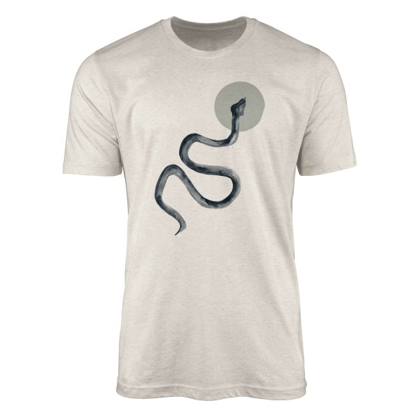 Herren Shirt 100% gekämmte Bio-Baumwolle T-Shirt Seeschlange Schlange Wasserfarben Motiv Nachhaltig