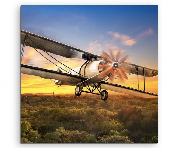 Landschaftsfotografie – fliegen flugzeug technik reisen verreisen reise bei Sonnenaufgang auf Leinwa