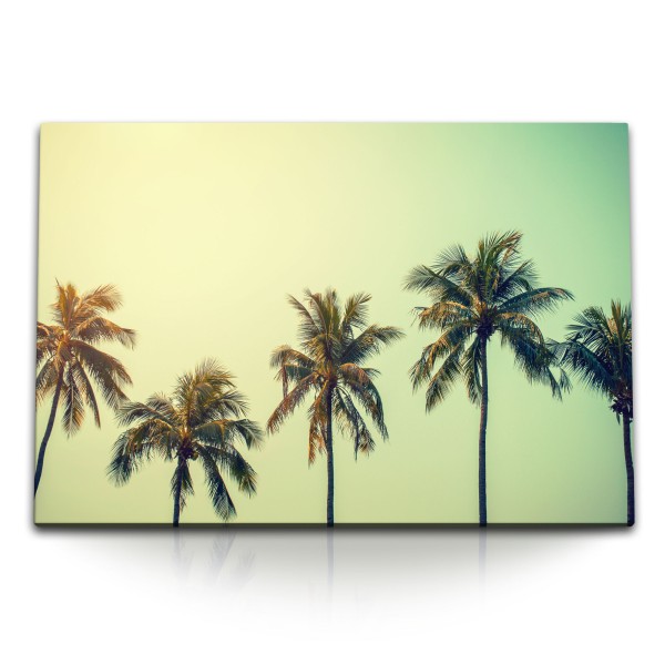 120x80cm Wandbild auf Leinwand Kokospalmen Palmen Süden Sonnenschein Sommer
