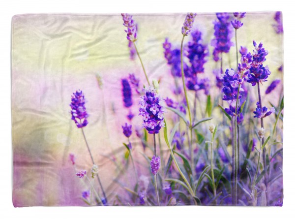 Handtuch Strandhandtuch Saunatuch Kuscheldecke mit Fotomotiv Lavendel Blau Wild