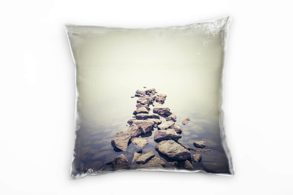 Meer, grau, braun, Steine im Wasser, Ukraine Deko Kissen 40x40cm für Couch Sofa Lounge Zierkissen