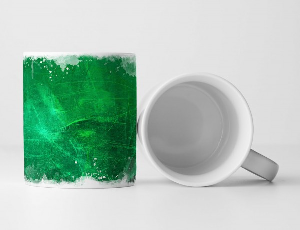 Tasse Geschenk Grüntöne Abstraktion + weiße Elemente