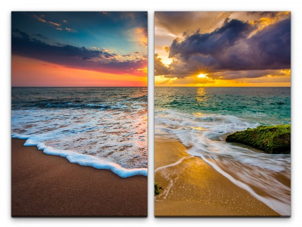 2 Bilder je 60x90cm Horizont Meer Sonnenuntergang Weite Ferne Einsam Still