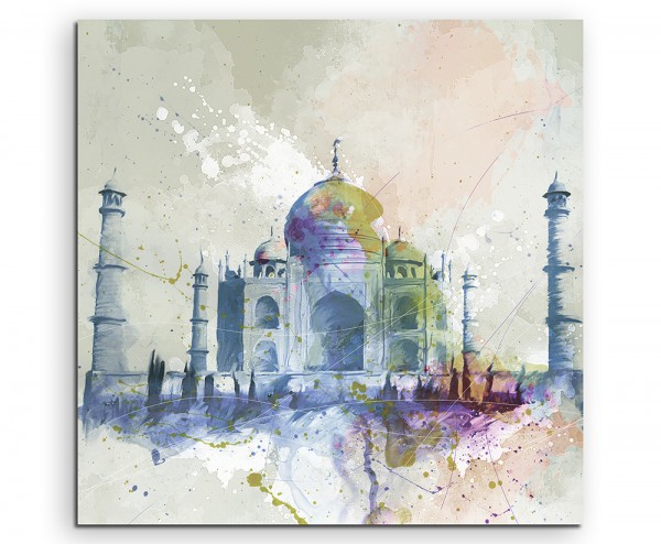 Taj Mahal 60x60cm Aquarell Art Leinwandbild Old