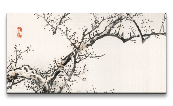 Remaster 120x60cm Traditionelle japanische Kunst Zeitlos Minimalistisch Harmonie Zeige Baum