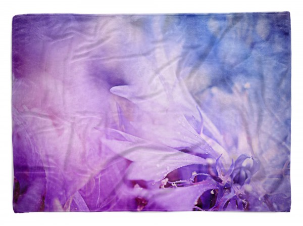 Handtuch Strandhandtuch Saunatuch Kuscheldecke mit Fotomotiv Blüten Blau Fotoku