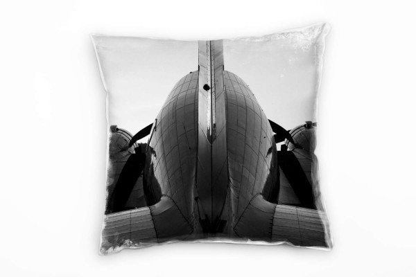 Macro, schwarz, weiß, altes Flugzeug Deko Kissen 40x40cm für Couch Sofa Lounge Zierkissen