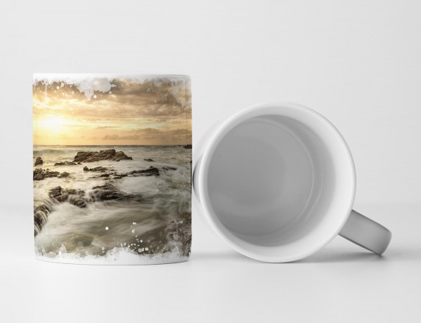 Tasse Geschenk Landschaftsfotografie – Strand mit dramatischen Wellen