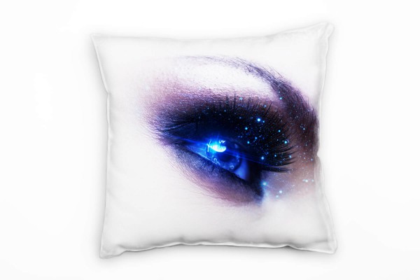 künstlerische Fotografie, blau, menschliches Auge, Nah Deko Kissen 40x40cm für Couch Sofa Lounge Zie