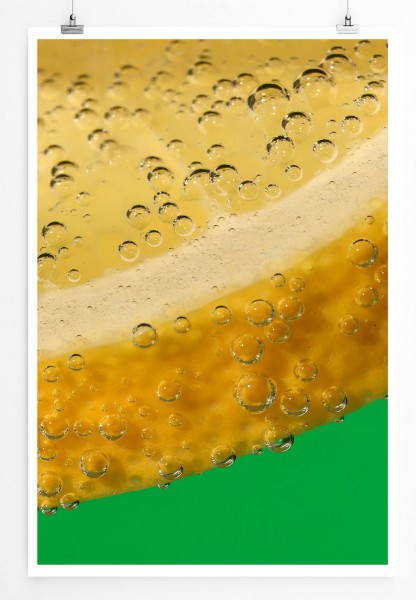 60x90cm Künstlerische Fotografie Poster Wassertropfen auf Zitronenschale 