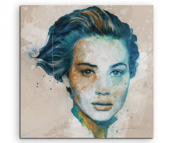 Jennifer Lawrence I Splash 60x60cm Kunstbild als Aquarell auf Leinwand