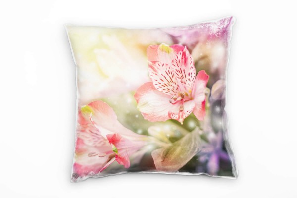Blumen, pink, lila, Nah, Sommer, Unscharf Deko Kissen 40x40cm für Couch Sofa Lounge Zierkissen