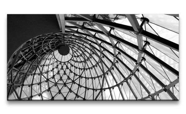 Leinwandbild 120x60cm Architektur Fotokunst Schwarz Weiß Spirale Büro