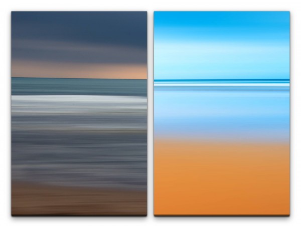 2 Bilder je 60x90cm Minimal Abstrakt Horizont Ruhe Einsam Stille Meditation