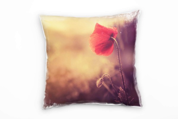Macro, Blume, Mohn, rot, Hintergrund Deko Kissen 40x40cm für Couch Sofa Lounge Zierkissen