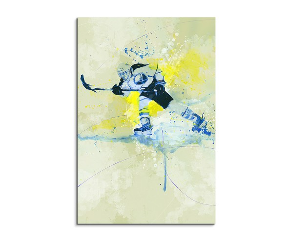 Eishockey I 90x60cm SPORTBILDER Paul Sinus Art Splash Art Wandbild Aquarell Art