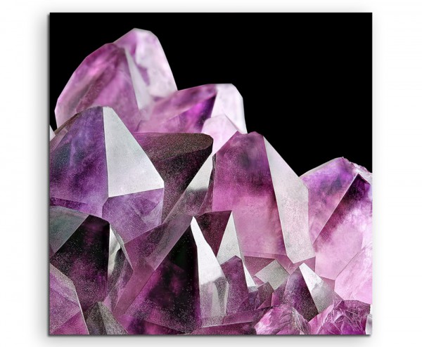 Naturfotografie – Violetter Amethyst Kristall auf Leinwand
