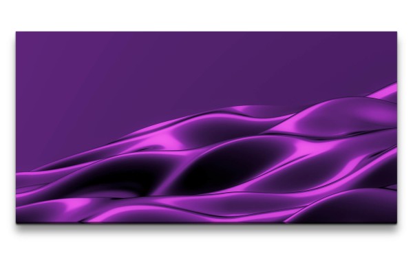 Leinwandbild 120x60cm 3d Art Abstrakt Modern Dekorativ Welle Wölbung Violett