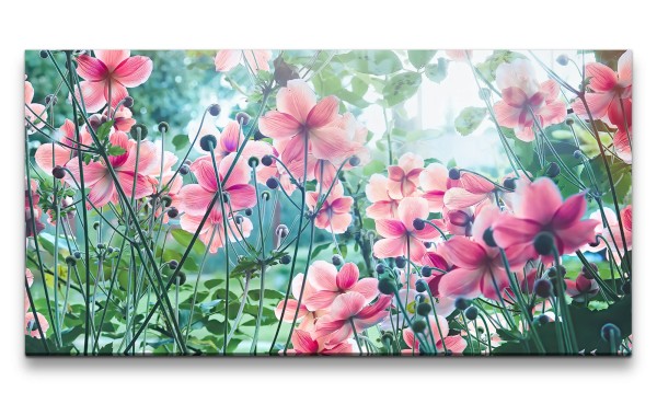 Leinwandbild 120x60cm Schöne Blumen Blüten Frühling Natur Sonnenschein