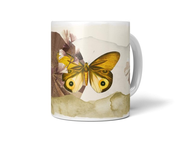 Dekorative Tasse mit schönem Motiv Vintage Schmetterling Brauntöne einzigartiges Design