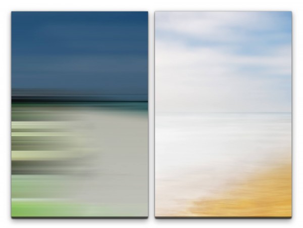 2 Bilder je 60x90cm Abstrakt Himmel Wolken Strand Minimal Abstrakt Harmonisch