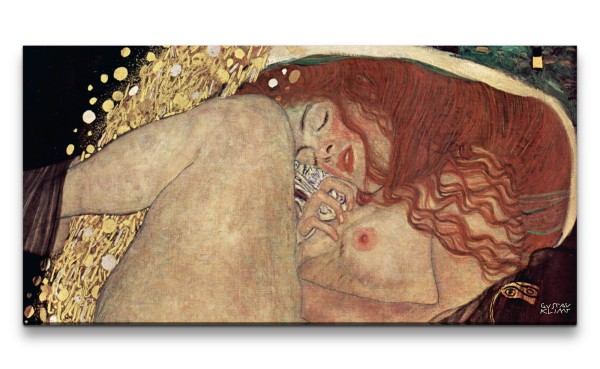 Remaster 120x60cm Gustav Klimt's Danae Weltbekannt junge Frau Vintage Kult Kunstvoll