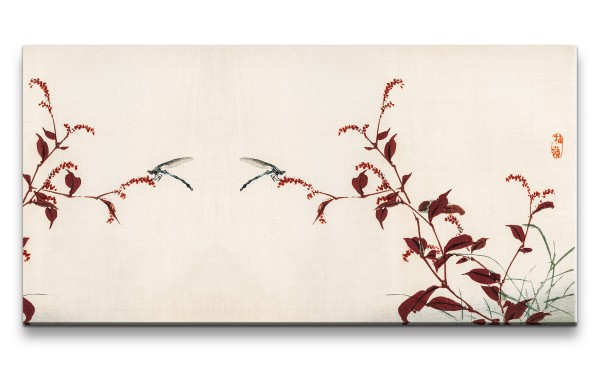 Remaster 120x60cm Traditionelle japanische Kunst Zeitlos Beruhigend Harmonie Dekorativ Libelle Pflan