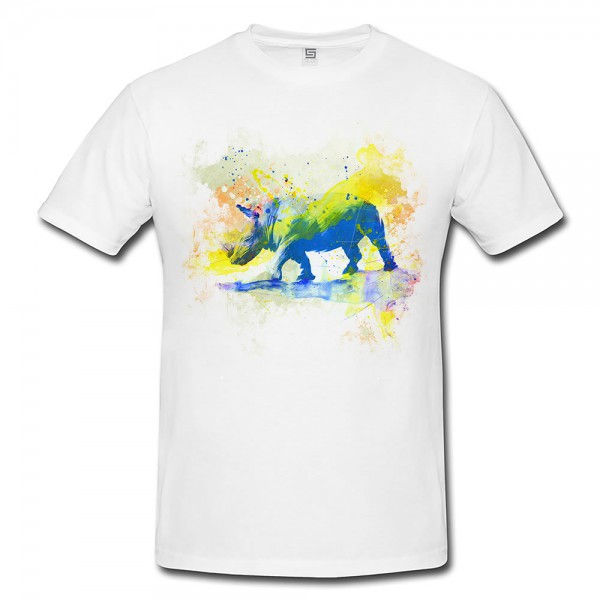 Rhino Herren T- Shirt , Stylisch aus Paul Sinus Aquarell Color