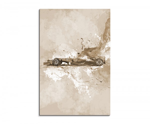 Formel1 90x60cm Aquarell Art Leinwandbild Sepia