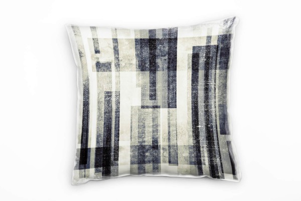 Abstrakt, schwarz, weiß, grau, Streifen, gemalt Deko Kissen 40x40cm für Couch Sofa Lounge Zierkissen