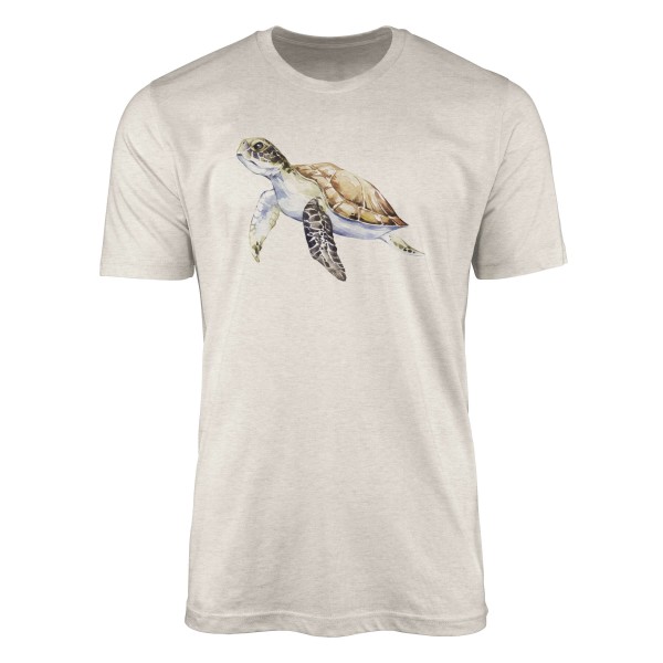 Herren Shirt 100% gekämmte Bio-Baumwolle T-Shirt Meeresschildkröte Wasserfarben Motiv Nachhaltig Ök